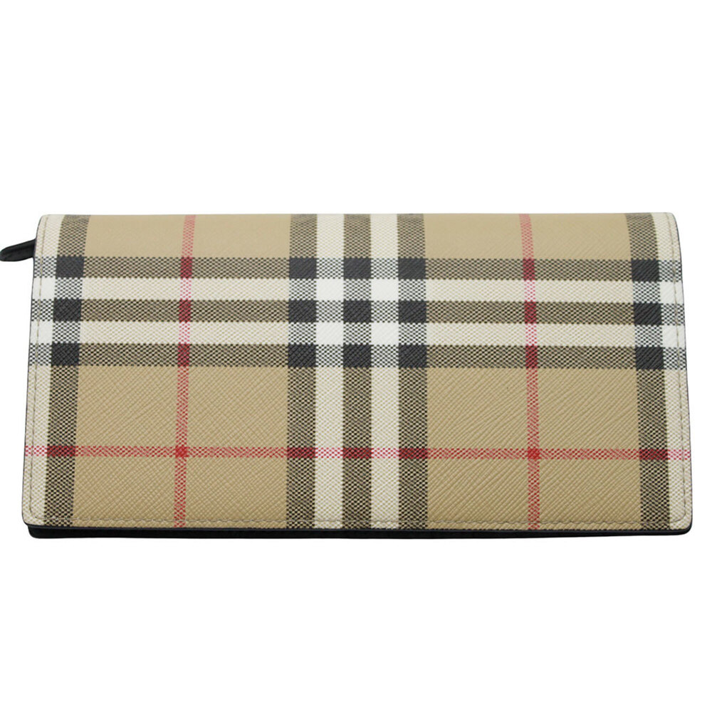 Burberry wallet for women and men, brand name, long wallet, leather, brown ch...